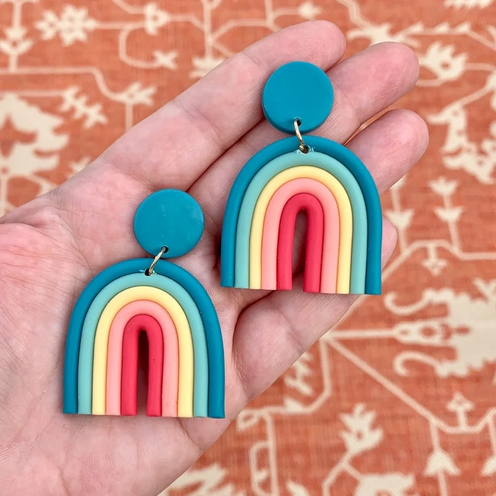 Ronnie Rainbow Earrings Teal - Picture 1 of 4